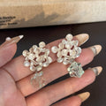 Vintage Ethnic Irregular Flower Alloy Stud Dangle With Clear Crystal Cube Charm Elegant Women's Earrings view 2