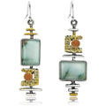 Vintage Two Tone Faux Turquoise Sticker Drop Earrings, Irregular Chinese Style Artistic Jewelry view 1