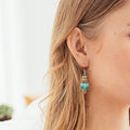 Vintage Two Tone Faux Turquoise Sticker Drop Earrings, Irregular Chinese Style Artistic Jewelry view 3