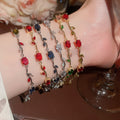 Light Luxury Copper Oval Bangle With Colorful Zircon Vine Monet Garden Geometric Design view 1