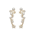 Light Luxury Star Zircon Faux Pearl Clip-on Earrings With Silver Needle Detail view 5