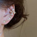 Light Luxury Star Zircon Faux Pearl Clip-on Earrings With Silver Needle Detail view 3