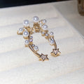 Light Luxury Star Zircon Faux Pearl Clip-on Earrings With Silver Needle Detail view 4