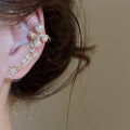 Light Luxury Star Zircon Faux Pearl Clip-on Earrings With Silver Needle Detail view 1