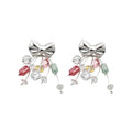 Sweet Bow Crystal Tassel Pearl Stud Drop Earrings Cute Princess Style Light Luxury Jewelry view 5