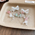 Sweet Bow Crystal Tassel Pearl Stud Drop Earrings Cute Princess Style Light Luxury Jewelry view 4