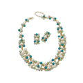 French Vintage Palace Style Faux Pearl Rhinestone Beaded Jewelry Set With Stud Earrings And Necklace view 5