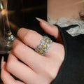 18K Gold Plated Copper Zircon Flower Butterfly Bracelet Ring Jewelry Set For Women view 4