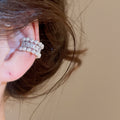 Sparkling Zircon Faux Pearl Geometric Round Clip-on Earrings For Women No Piercing Luxury Style view 1