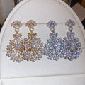 French Vintage Silver Post Zircon Snowflake Faux Pearl Stud Earrings Elegant Luxury Jewelry view 1