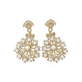 French Vintage Silver Post Zircon Snowflake Faux Pearl Stud Earrings Elegant Luxury Jewelry view 5