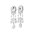 Sparkling Alloy Rhinestone Oval Teardrop Tassel Clip-on Earrings For Women view 5