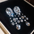 Sparkling Alloy Rhinestone Oval Teardrop Tassel Clip-on Earrings For Women view 2