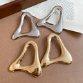 Vintage European Style Smooth Hollow Triangle Iron Metal Stud Earrings With Silver Pins view 4