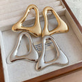 Vintage European Style Smooth Hollow Triangle Iron Metal Stud Earrings With Silver Pins view 2