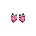 2026 New Copper Stud Earrings With Sparkling Zircon Bow Heart Design, Sweet Cool Vintage Style view 5