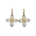 18K Gold Plated Copper Sparkling Zircon Flower Huggie Earrings Luxury Court Style view 5