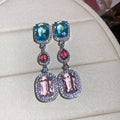 Light Luxury Copper Oval Waterdrop Zircon Stud Earrings With Silver Pins For Evening Dress view 4