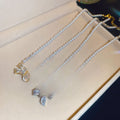 18K Gold Plated Zircon Bow Pendant Imitation Pearl Necklace Sweet Princess Style Collarbone Chain view 2