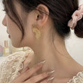 Elegant Gold Alloy Geometric Fan Shape Line Statement Earrings For Women Light Luxury Minimalist Earrings view 1