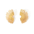 Elegant Gold Alloy Geometric Fan Shape Line Statement Earrings For Women Light Luxury Minimalist Earrings view 5
