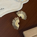 Elegant Gold Alloy Geometric Fan Shape Line Statement Earrings For Women Light Luxury Minimalist Earrings view 3