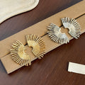 Elegant Gold Alloy Geometric Fan Shape Line Statement Earrings For Women Light Luxury Minimalist Earrings view 2