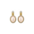 Alloy Oval Cat Eye Stone Rhinestone Pendant Necklace And Stud Earrings Jewelry Set Court Style view 5