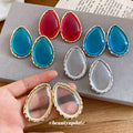 Resin Teardrop Stud Earrings, Minimalist Vintage Western Light Luxury Fashion Jewelry view 1
