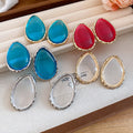 Resin Teardrop Stud Earrings, Minimalist Vintage Western Light Luxury Fashion Jewelry view 3