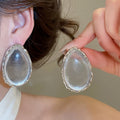 Resin Teardrop Stud Earrings, Minimalist Vintage Western Light Luxury Fashion Jewelry view 4