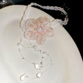 Sweet Floral Chiffon Flower Faux Pearl Beaded Choker Necklace For Women Pastoral Light Luxury Style view 2