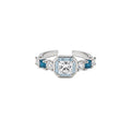 Light Luxury Copper Zircon Square Jewelry Set With C-Shaped Open Ring And Stud Earrings view 5