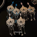 Copper Hollow Fan Crystal Tassel Drop Earrings Bohemian Ethnic Water Drop Ear Jewelry view 2