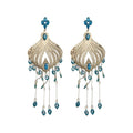 Copper Hollow Fan Crystal Tassel Drop Earrings Bohemian Ethnic Water Drop Ear Jewelry view 5