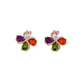 18K Gold Plated Copper Zircon Flower Stud Earrings With Silver Posts For Women view 5