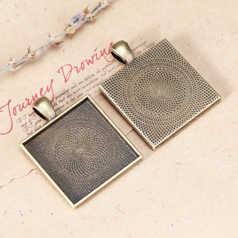 25mm Square Cabochon Tray Bezel Setting Pendant Base