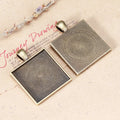 25mm Square Cabochon Tray Bezel Setting Pendant Base