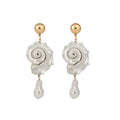 Vacation Style Shell Conch Pearl Drop Earrings, Elegant Niche Design Beach Jewelry view 5