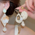 Vacation Style Shell Conch Pearl Drop Earrings, Elegant Niche Design Beach Jewelry view 2