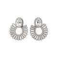 Luxury Zircon Oval Star Copper Stud Earrings Simple Modern Geometric Fashion Jewelry view 5