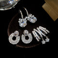 Luxury Zircon Oval Star Copper Stud Earrings Simple Modern Geometric Fashion Jewelry view 1