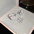 Korean Copper Rhinestone Flower Pearl Ear Clip Ring Jewelry Set, Minimalist Teardrop Light Luxury view 4