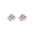 Elegant Pearl Enamel Camellia Flower Studs With Rhinestone Zircon Center French Luxury Earrings view 5