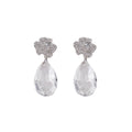 Luxury Rhinestone Flower Studs With Clear Teardrop Crystal Pendants Elegant Evening Women's Earrings view 5