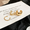 18K Gold Plated Copper Zircon Round Geometric Clip-on Earrings For Women view 2