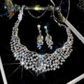 Rhinestone Hollow Teardrop Alloy Jewelry Set, Old Money Luxury Evening Banquet Style view 2