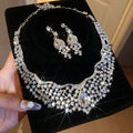 Rhinestone Hollow Teardrop Alloy Jewelry Set, Old Money Luxury Evening Banquet Style view 4