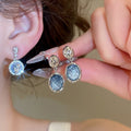 Sparkling Starry Oval Resin Clip-on Earrings For Women, Minimalist Geometric Non-Pierced Jewelry view 1
