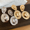 European American Style Iron Oval Hat Pendant Drop Earrings With Silver Pins view 2